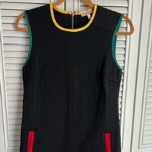 Juicy Couture Black Size 6 Fitted Sleeveless Quilted Dress with Color Trim